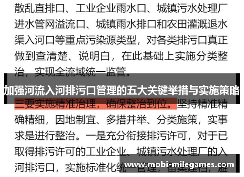 加强河流入河排污口管理的五大关键举措与实施策略