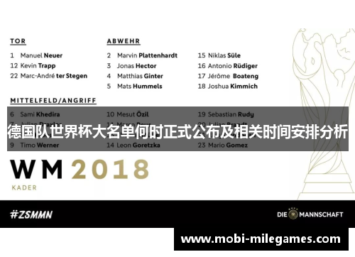 德国队世界杯大名单何时正式公布及相关时间安排分析